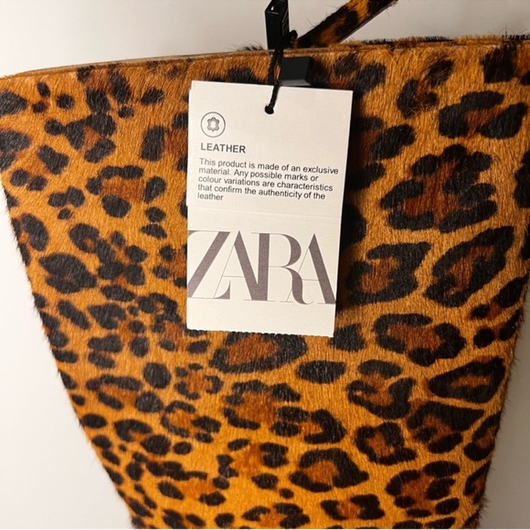 ZARA ANIMAL PRINT HEELED 100% LEATHER BOOTS - Picture 7 of 8